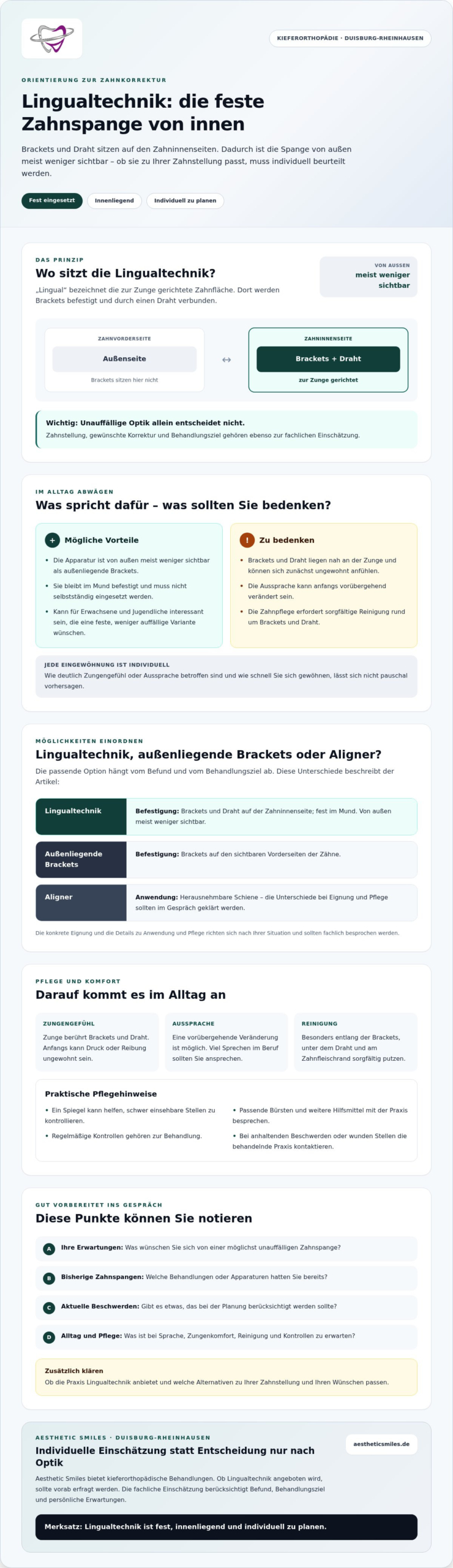 Lingualtechnik-Zahnspange in Duisburg: diskret Zähne korrigieren
